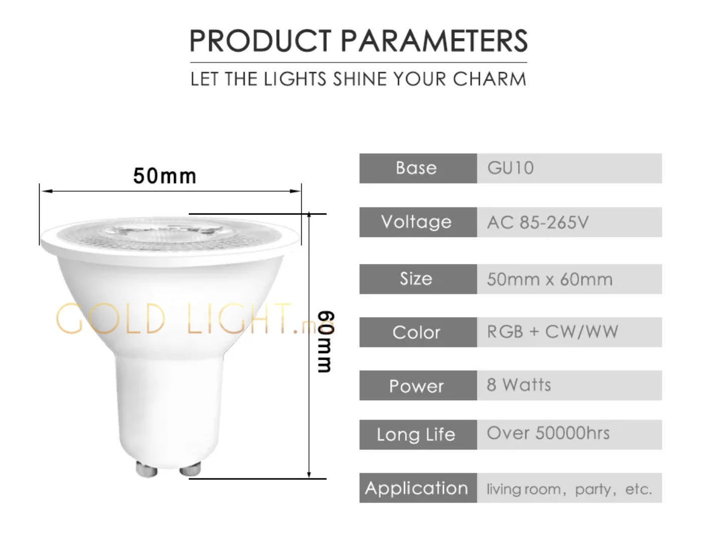 Lampe LED GU10 RGB - GOLD LIGHT